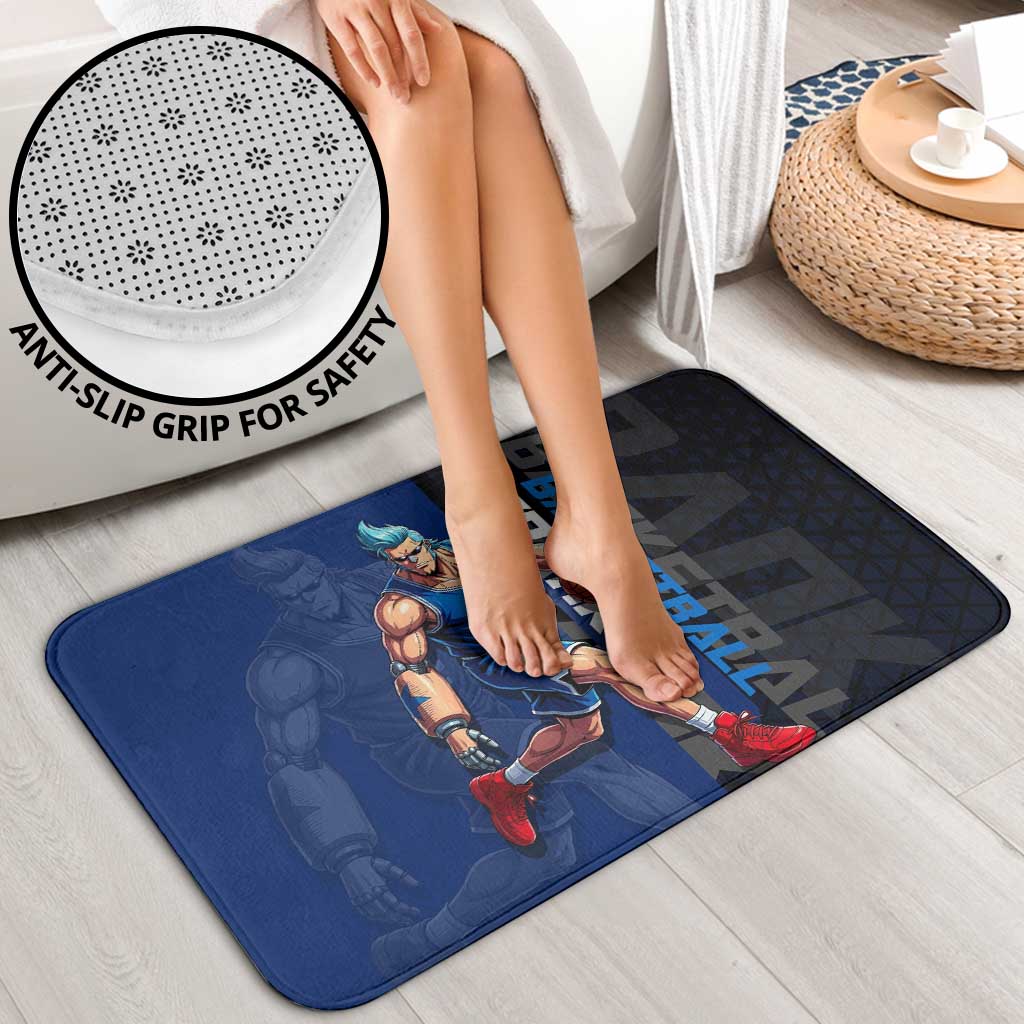 Franky One Piece Basketball Crossover Design Bathroom Set with Blue Uniform and Mechanical Arm Action Pose - The Mazicc
