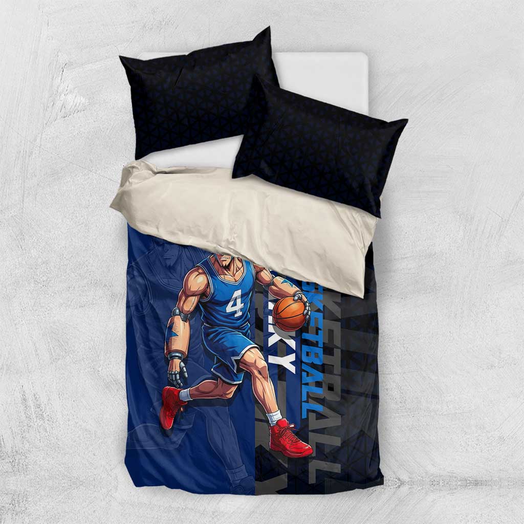 Franky One Piece Basketball Crossover Design Bedding Set with Blue Uniform and Mechanical Arm Action Pose - The Mazicc