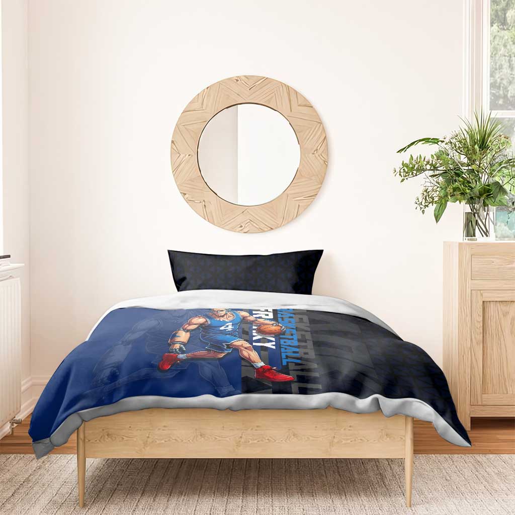 Franky One Piece Basketball Crossover Design Bedding Set with Blue Uniform and Mechanical Arm Action Pose - The Mazicc