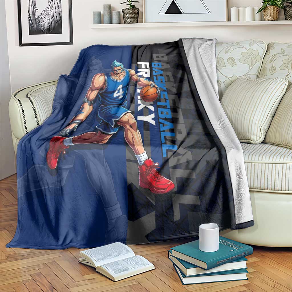 Franky One Piece Basketball Crossover Design Blanket with Blue Uniform and Mechanical Arm Action Pose - The Mazicc