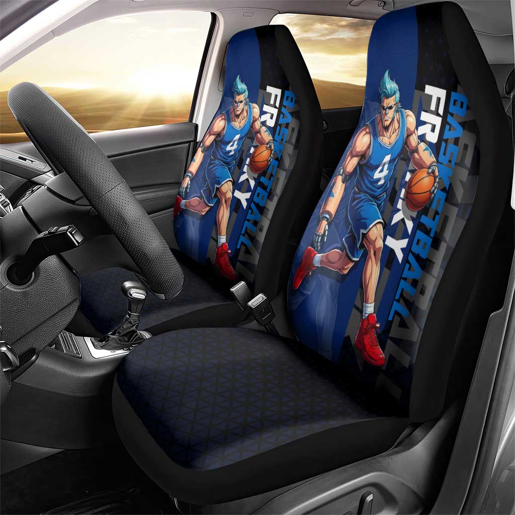 Franky One Piece Basketball Crossover Design Car Seat Cover with Blue Uniform and Mechanical Arm Action Pose - The Mazicc