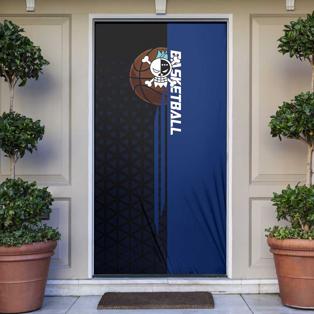 Franky One Piece Basketball Crossover Design Door Cover with Blue Uniform and Mechanical Arm Action Pose - The Mazicc