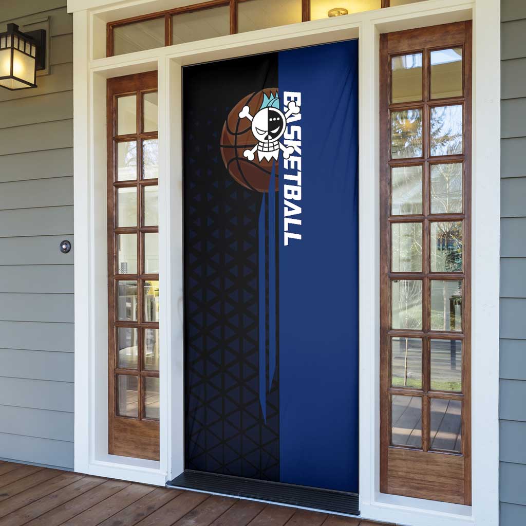 Franky One Piece Basketball Crossover Design Door Cover with Blue Uniform and Mechanical Arm Action Pose - The Mazicc
