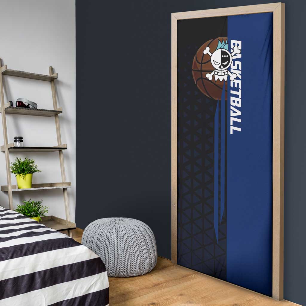 Franky One Piece Basketball Crossover Design Door Cover with Blue Uniform and Mechanical Arm Action Pose - The Mazicc