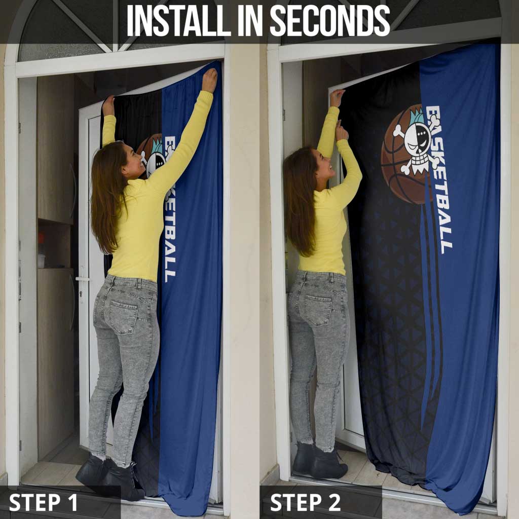 Franky One Piece Basketball Crossover Design Door Cover with Blue Uniform and Mechanical Arm Action Pose - The Mazicc