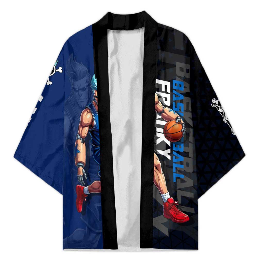 Franky One Piece Basketball Crossover Design Kimono with Blue Uniform and Mechanical Arm Action Pose - The Mazicc