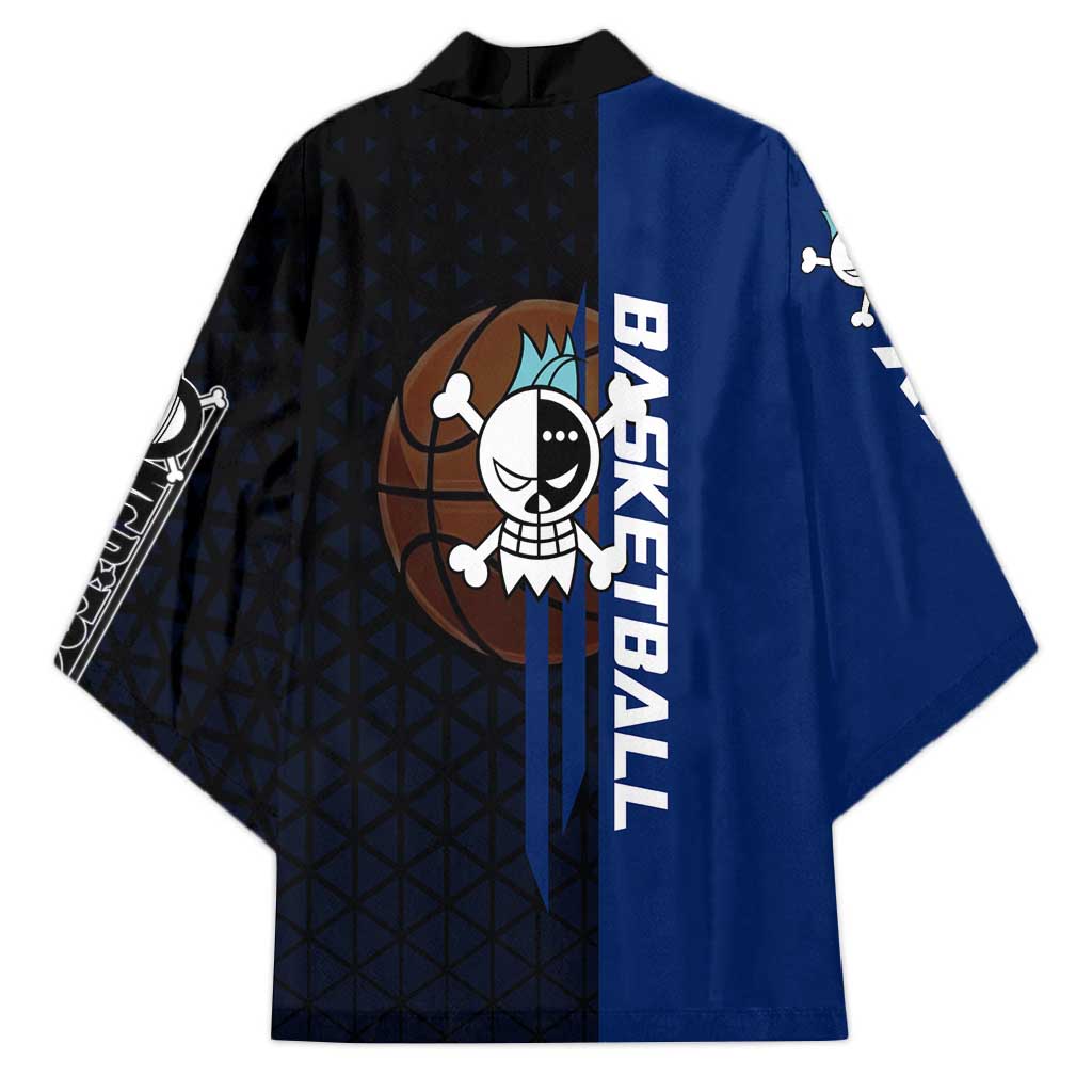 Franky One Piece Basketball Crossover Design Kimono with Blue Uniform and Mechanical Arm Action Pose - The Mazicc