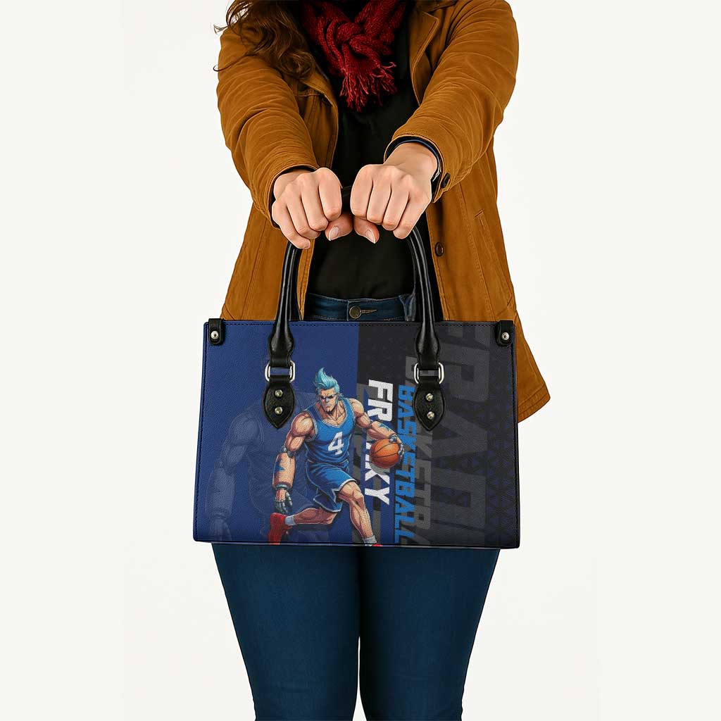 Franky One Piece Basketball Crossover Design Leather Bag with Blue Uniform and Mechanical Arm Action Pose - The Mazicc
