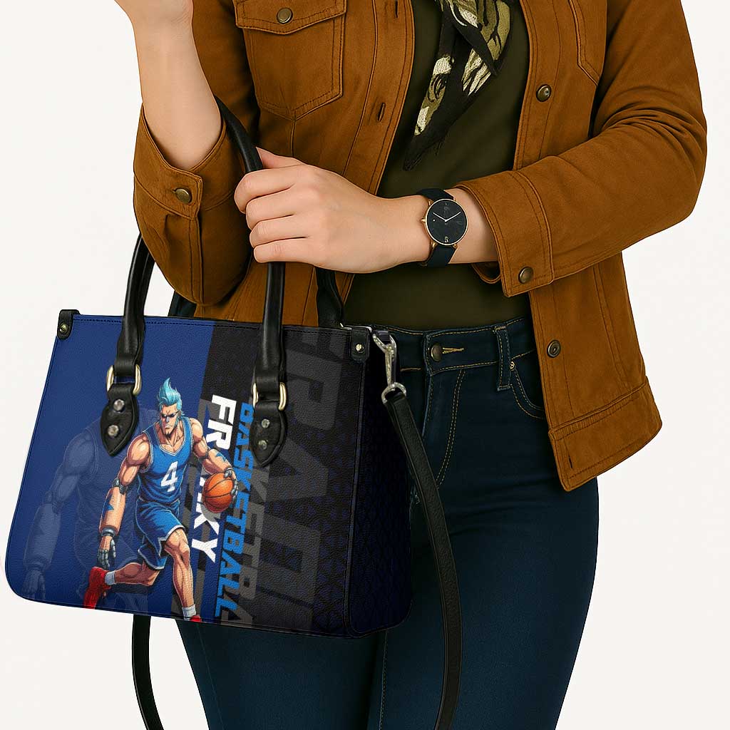 Franky One Piece Basketball Crossover Design Leather Bag with Blue Uniform and Mechanical Arm Action Pose - The Mazicc