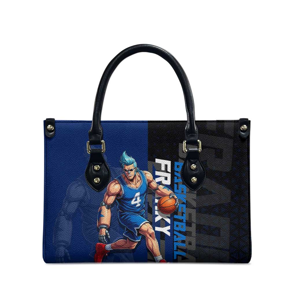 Franky One Piece Basketball Crossover Design Leather Bag with Blue Uniform and Mechanical Arm Action Pose - The Mazicc