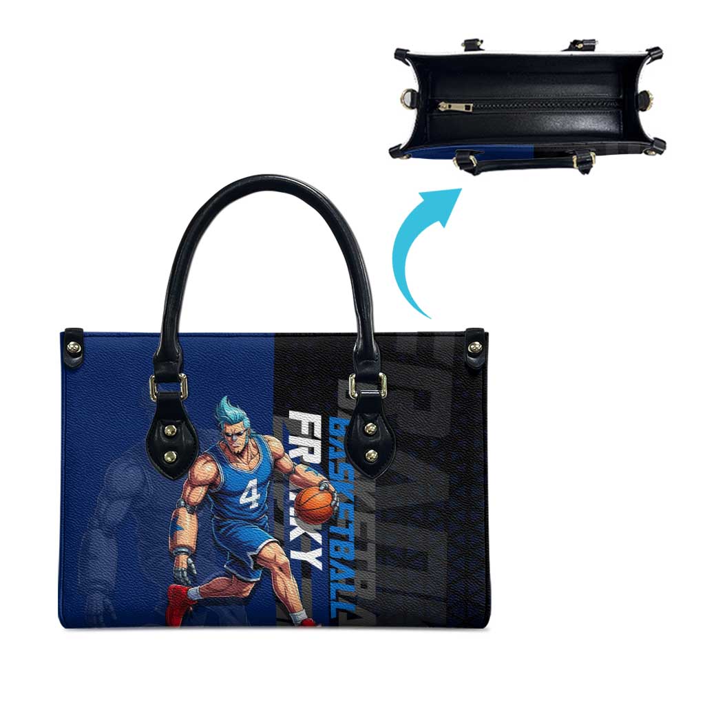 Franky One Piece Basketball Crossover Design Leather Bag with Blue Uniform and Mechanical Arm Action Pose - The Mazicc