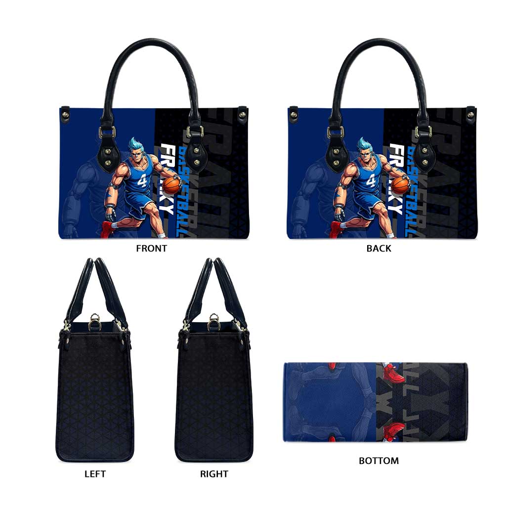 Franky One Piece Basketball Crossover Design Leather Bag with Blue Uniform and Mechanical Arm Action Pose - The Mazicc