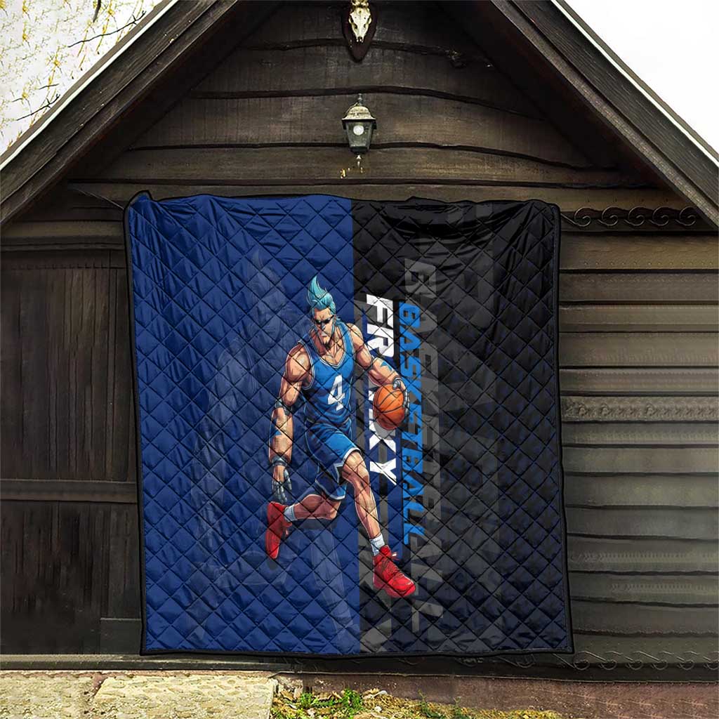 Franky One Piece Basketball Crossover Design Quilt with Blue Uniform and Mechanical Arm Action Pose - The Mazicc