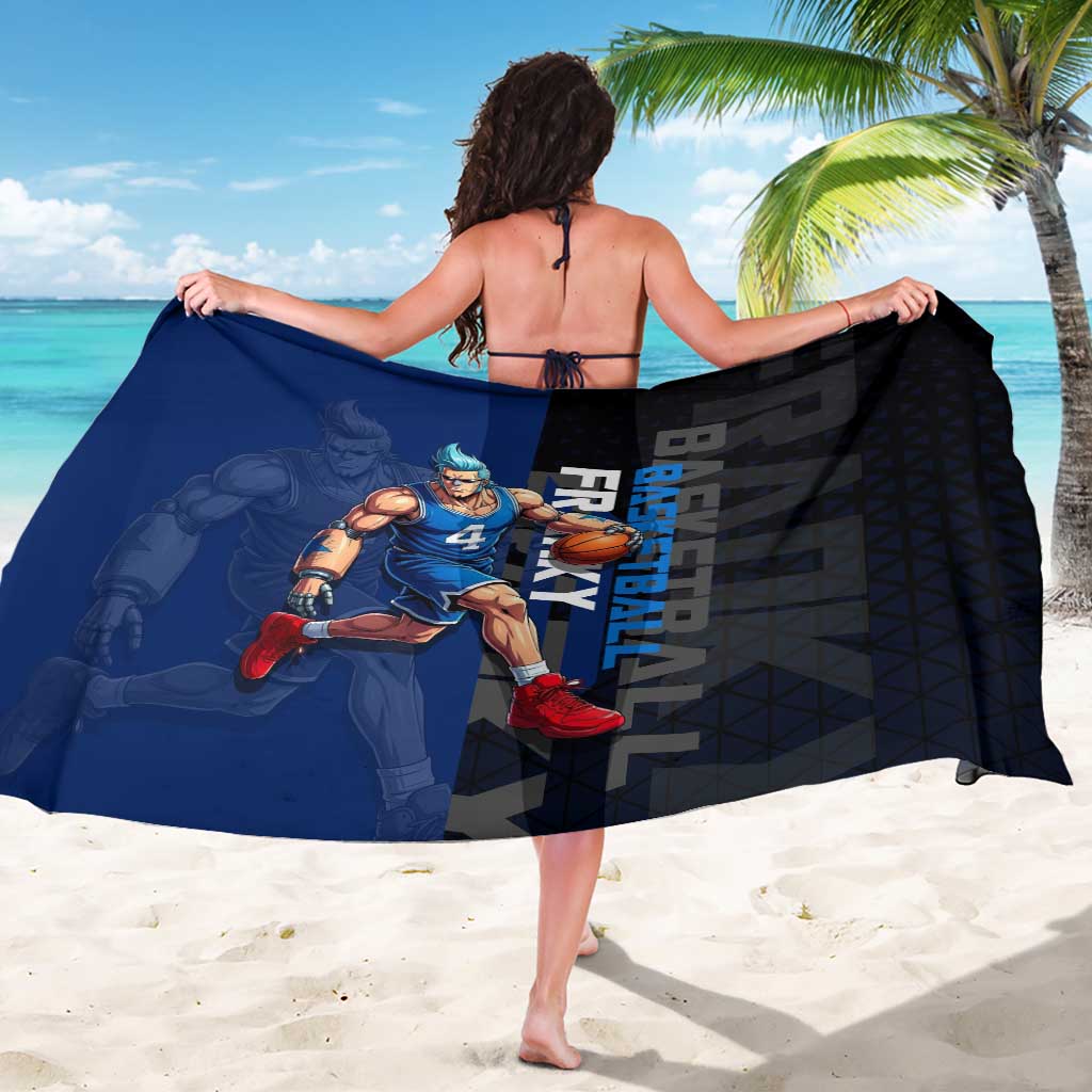 Franky One Piece Basketball Crossover Design Sarong with Blue Uniform and Mechanical Arm Action Pose - The Mazicc