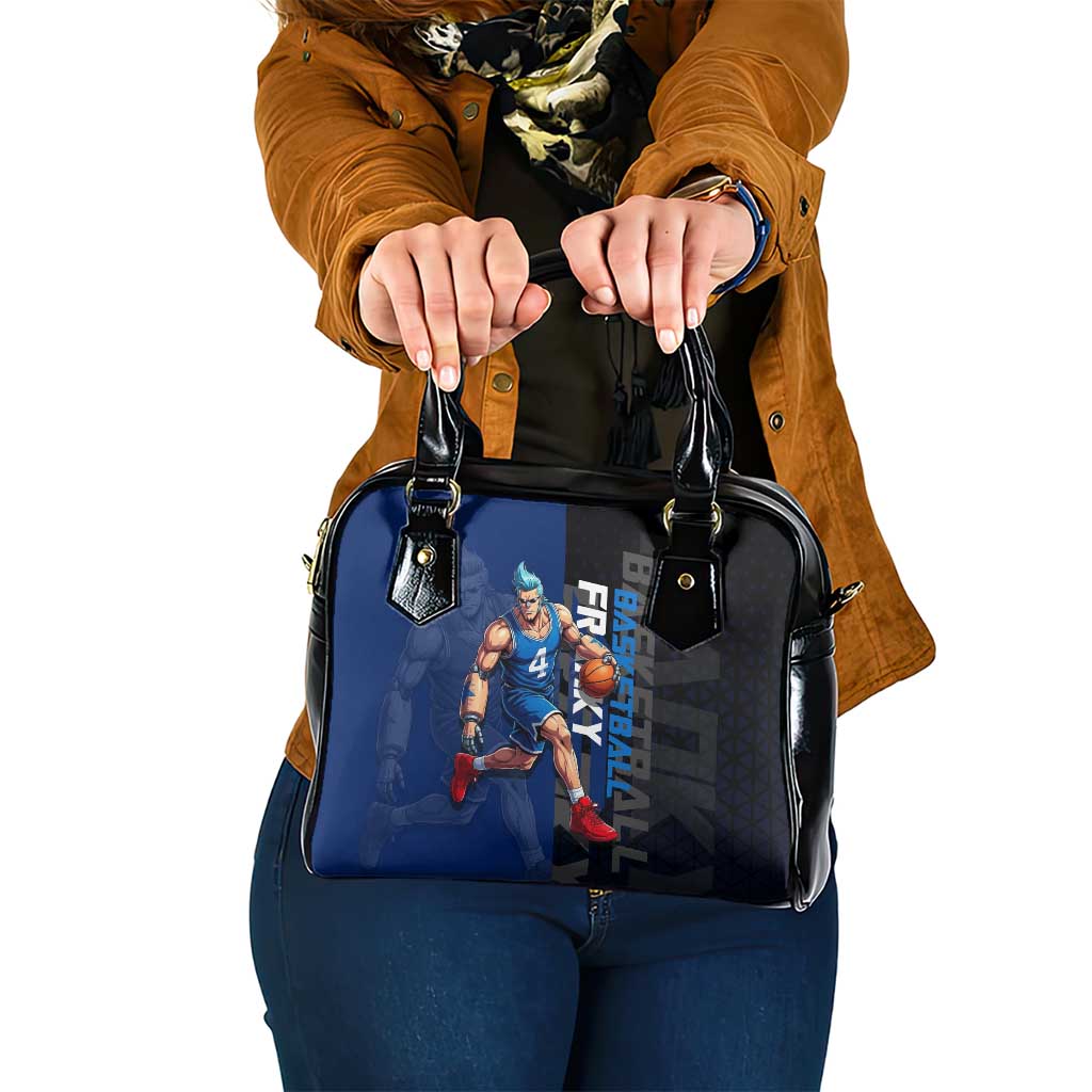 Franky One Piece Basketball Crossover Design Shoulder Handbag with Blue Uniform and Mechanical Arm Action Pose - The Mazicc