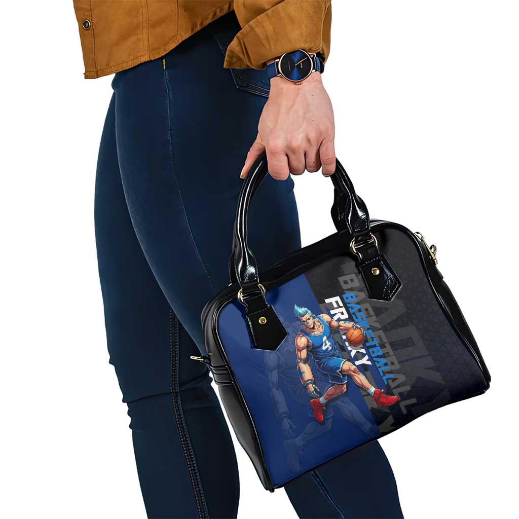 Franky One Piece Basketball Crossover Design Shoulder Handbag with Blue Uniform and Mechanical Arm Action Pose - The Mazicc