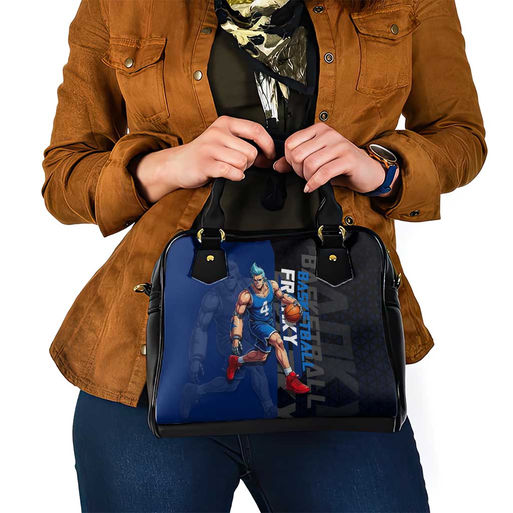 Franky One Piece Basketball Crossover Design Shoulder Handbag with Blue Uniform and Mechanical Arm Action Pose - The Mazicc
