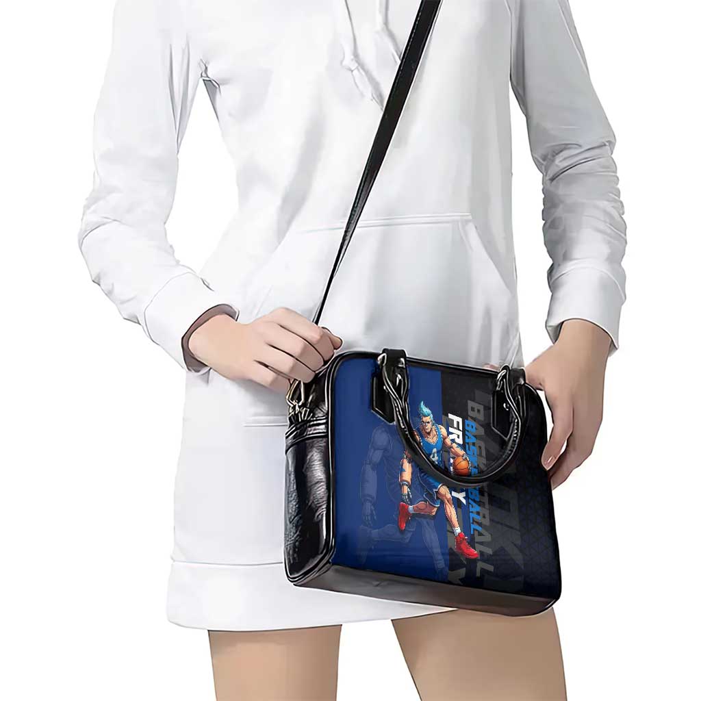 Franky One Piece Basketball Crossover Design Shoulder Handbag with Blue Uniform and Mechanical Arm Action Pose - The Mazicc