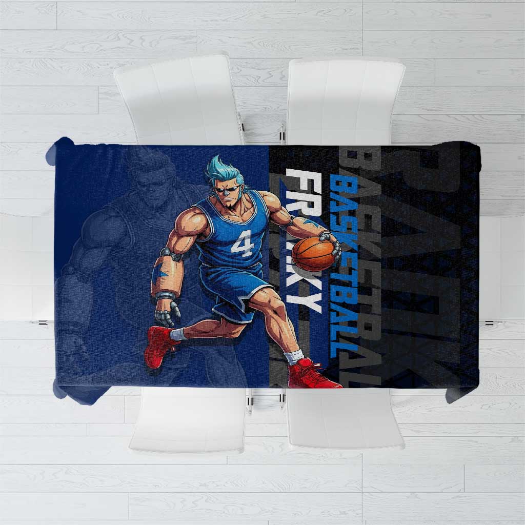 Franky One Piece Basketball Crossover Design Tablecloth with Blue Uniform and Mechanical Arm Action Pose - The Mazicc