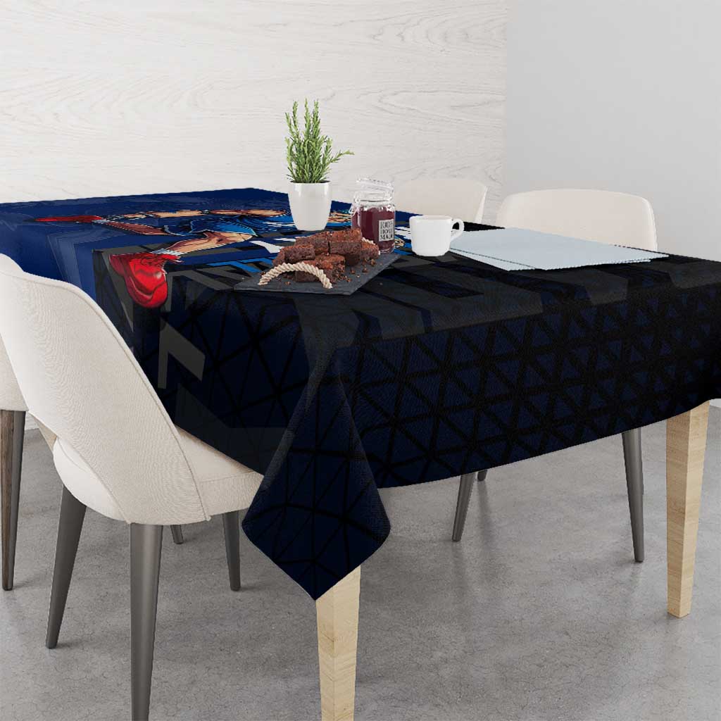 Franky One Piece Basketball Crossover Design Tablecloth with Blue Uniform and Mechanical Arm Action Pose - The Mazicc