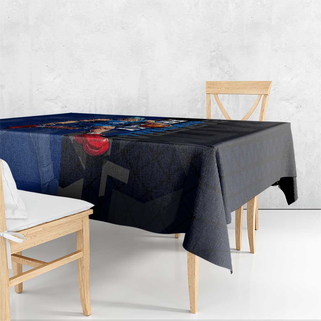 Franky One Piece Basketball Crossover Design Tablecloth with Blue Uniform and Mechanical Arm Action Pose - The Mazicc