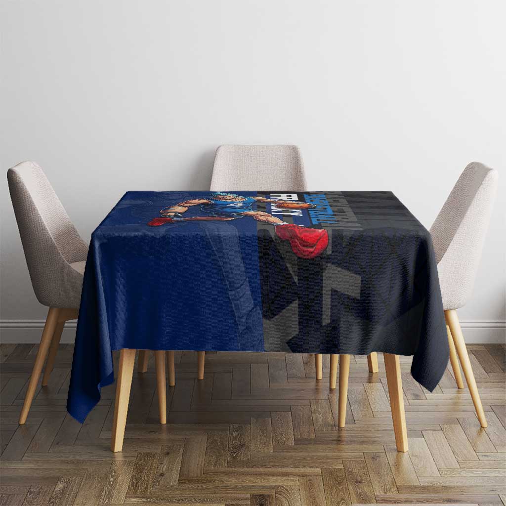 Franky One Piece Basketball Crossover Design Tablecloth with Blue Uniform and Mechanical Arm Action Pose - The Mazicc
