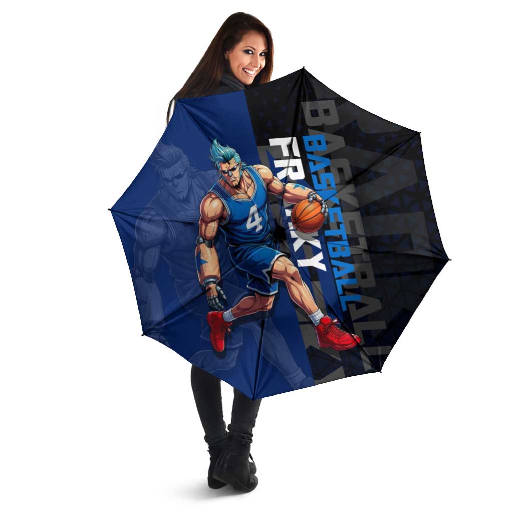 Franky One Piece Basketball Crossover Design Umbrella with Blue Uniform and Mechanical Arm Action Pose - The Mazicc