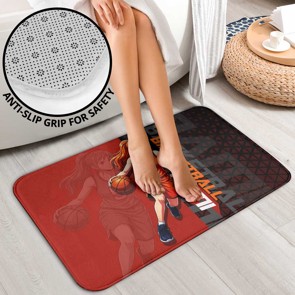 Nami One Piece Basketball Theme Red and Black Design Bathroom Set with Action Pose and Straw Hat Logo - The Mazicc