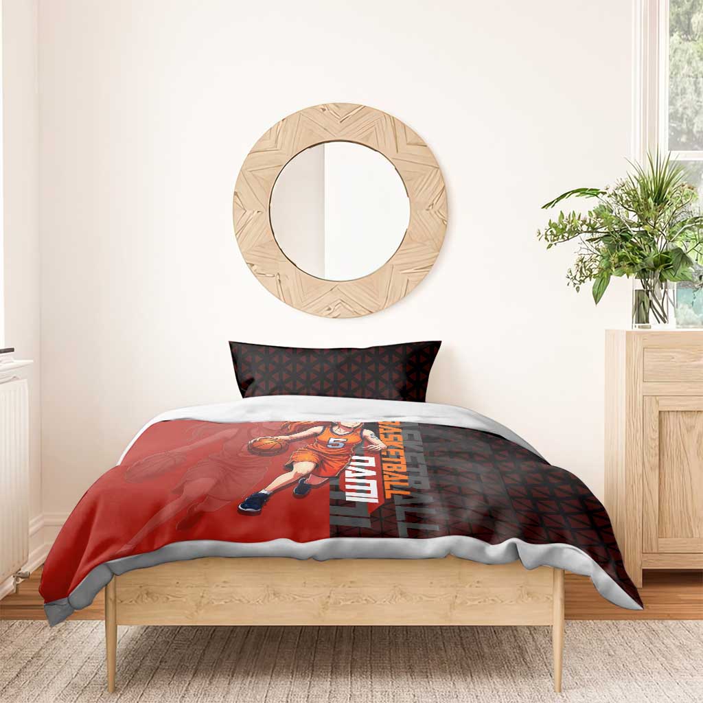 Nami One Piece Basketball Theme Red and Black Design Bedding Set with Action Pose and Straw Hat Logo - The Mazicc