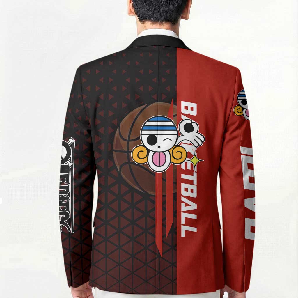 Nami One Piece Basketball Theme Red and Black Design Blazer with Action Pose and Straw Hat Logo - The Mazicc