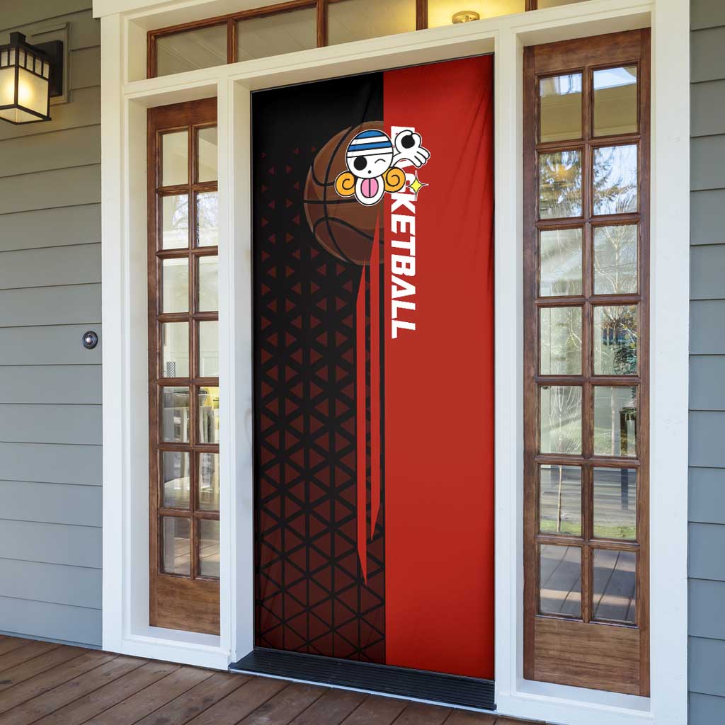 Nami One Piece Basketball Theme Red and Black Design Door Cover with Action Pose and Straw Hat Logo - The Mazicc