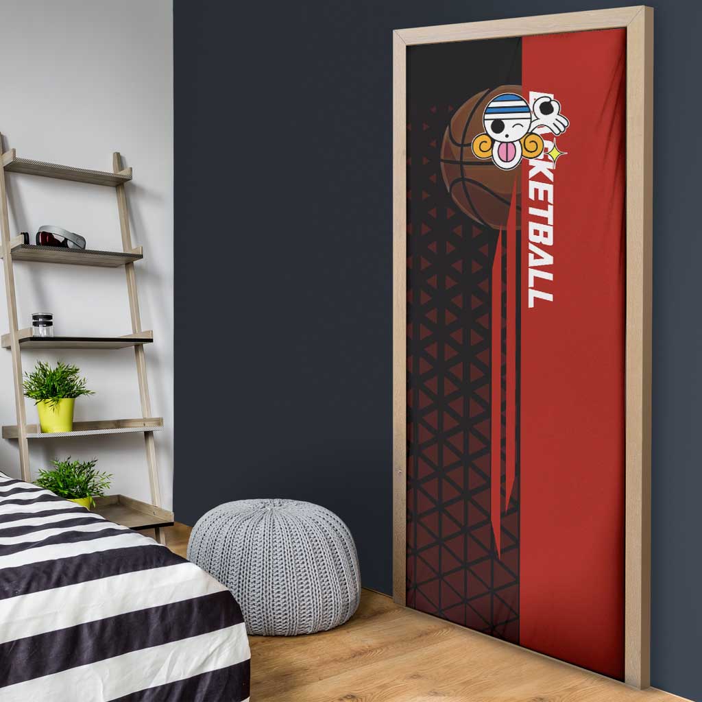 Nami One Piece Basketball Theme Red and Black Design Door Cover with Action Pose and Straw Hat Logo - The Mazicc