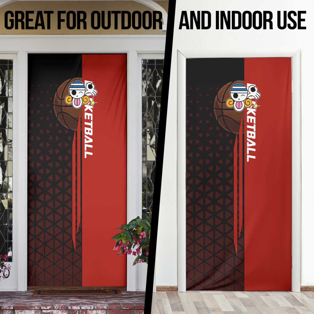 Nami One Piece Basketball Theme Red and Black Design Door Cover with Action Pose and Straw Hat Logo - The Mazicc