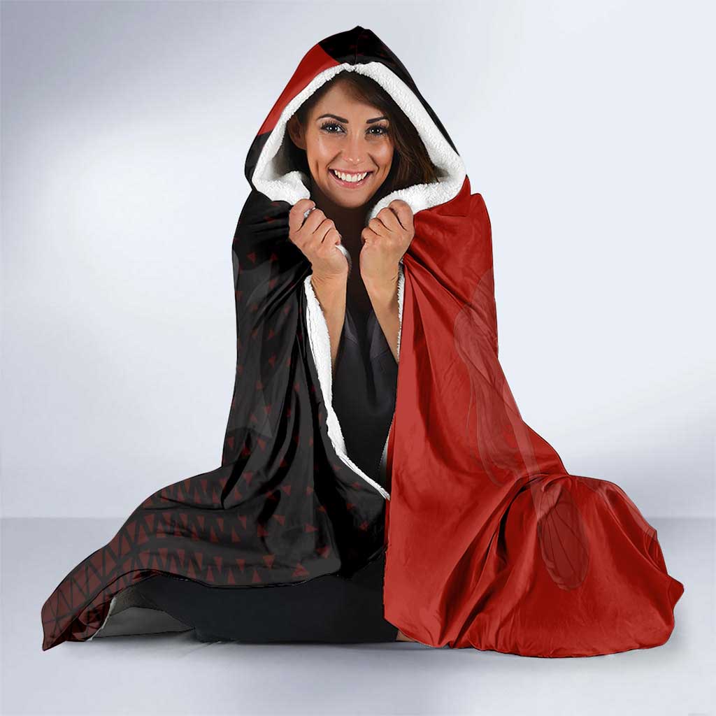 Nami One Piece Basketball Theme Red and Black Design Hooded Blanket with Action Pose and Straw Hat Logo - The Mazicc