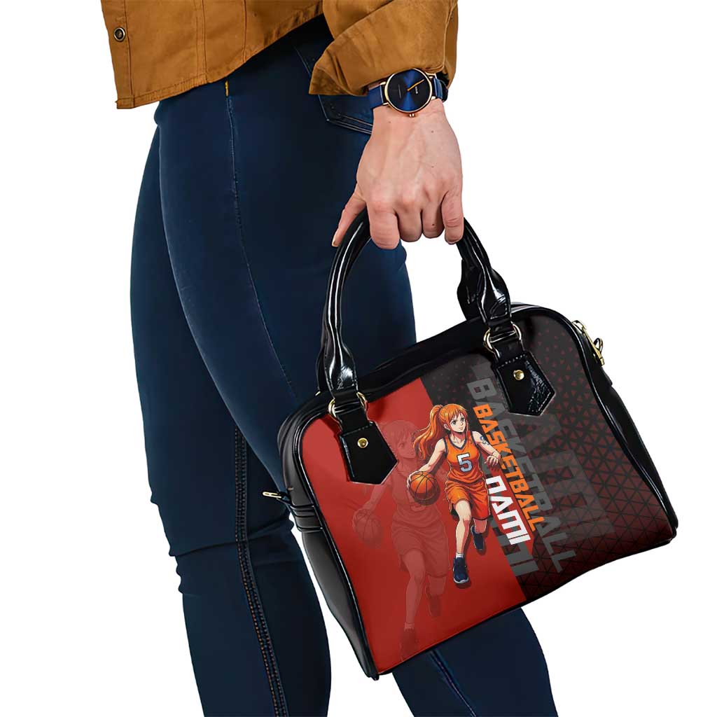 Nami One Piece Basketball Theme Red and Black Design Shoulder Handbag with Action Pose and Straw Hat Logo - The Mazicc
