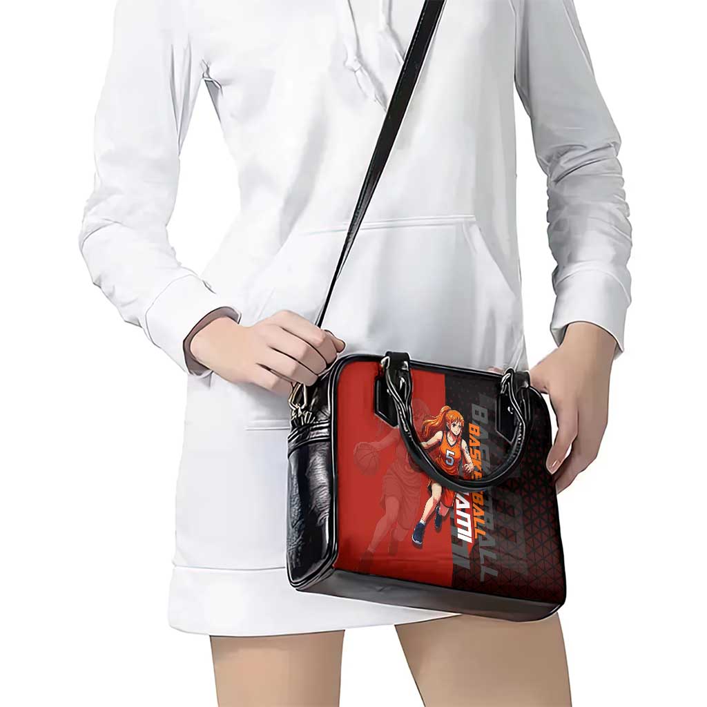 Nami One Piece Basketball Theme Red and Black Design Shoulder Handbag with Action Pose and Straw Hat Logo - The Mazicc