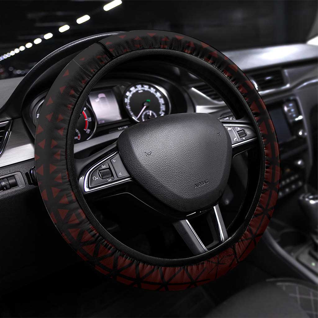 Nami One Piece Basketball Theme Red and Black Design Steering Wheel Cover with Action Pose and Straw Hat Logo - The Mazicc