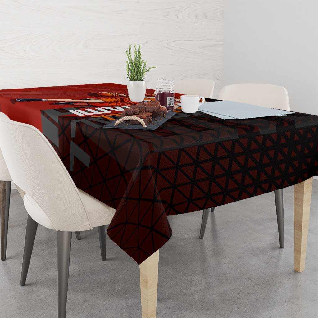 Nami One Piece Basketball Theme Red and Black Design Tablecloth with Action Pose and Straw Hat Logo - The Mazicc