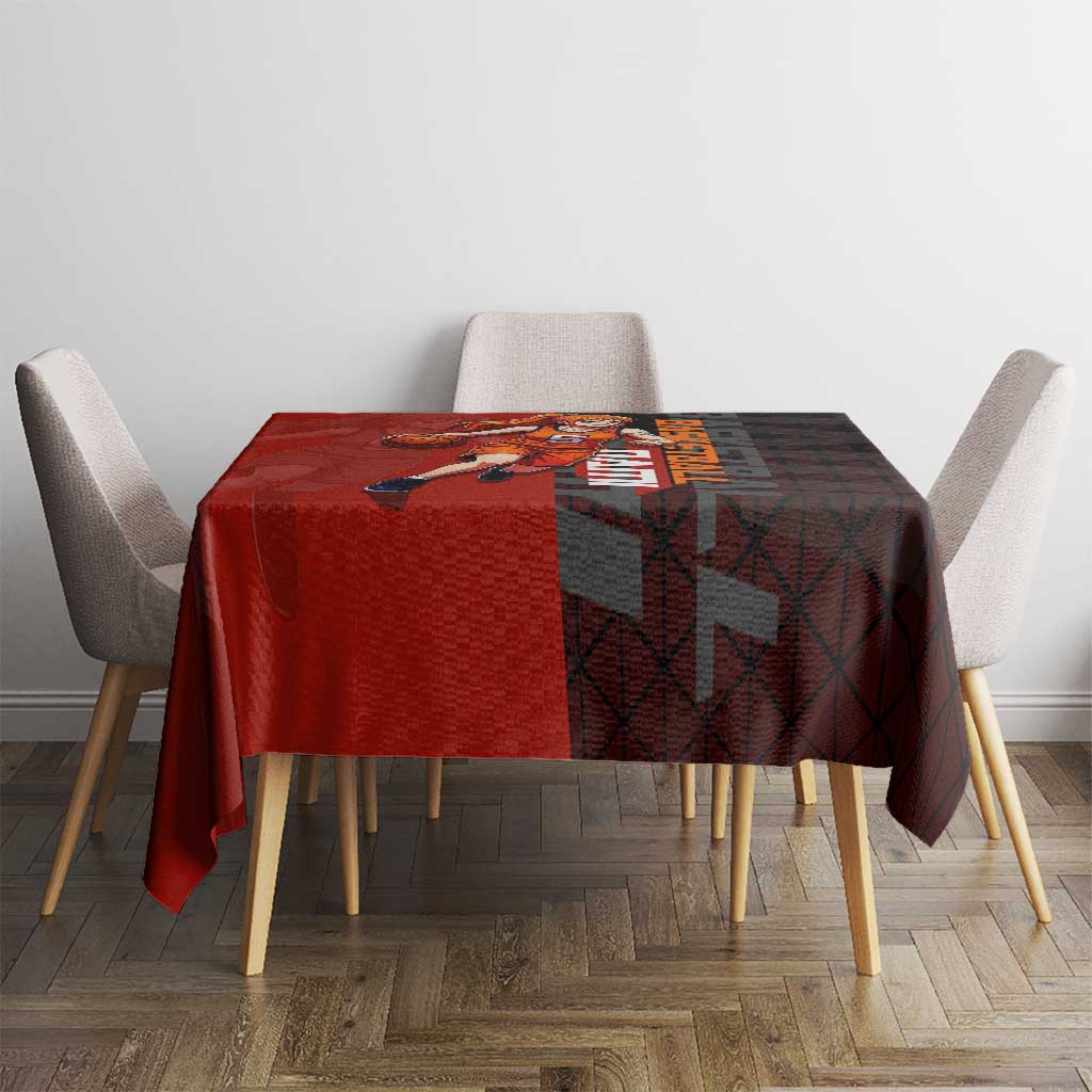 Nami One Piece Basketball Theme Red and Black Design Tablecloth with Action Pose and Straw Hat Logo - The Mazicc