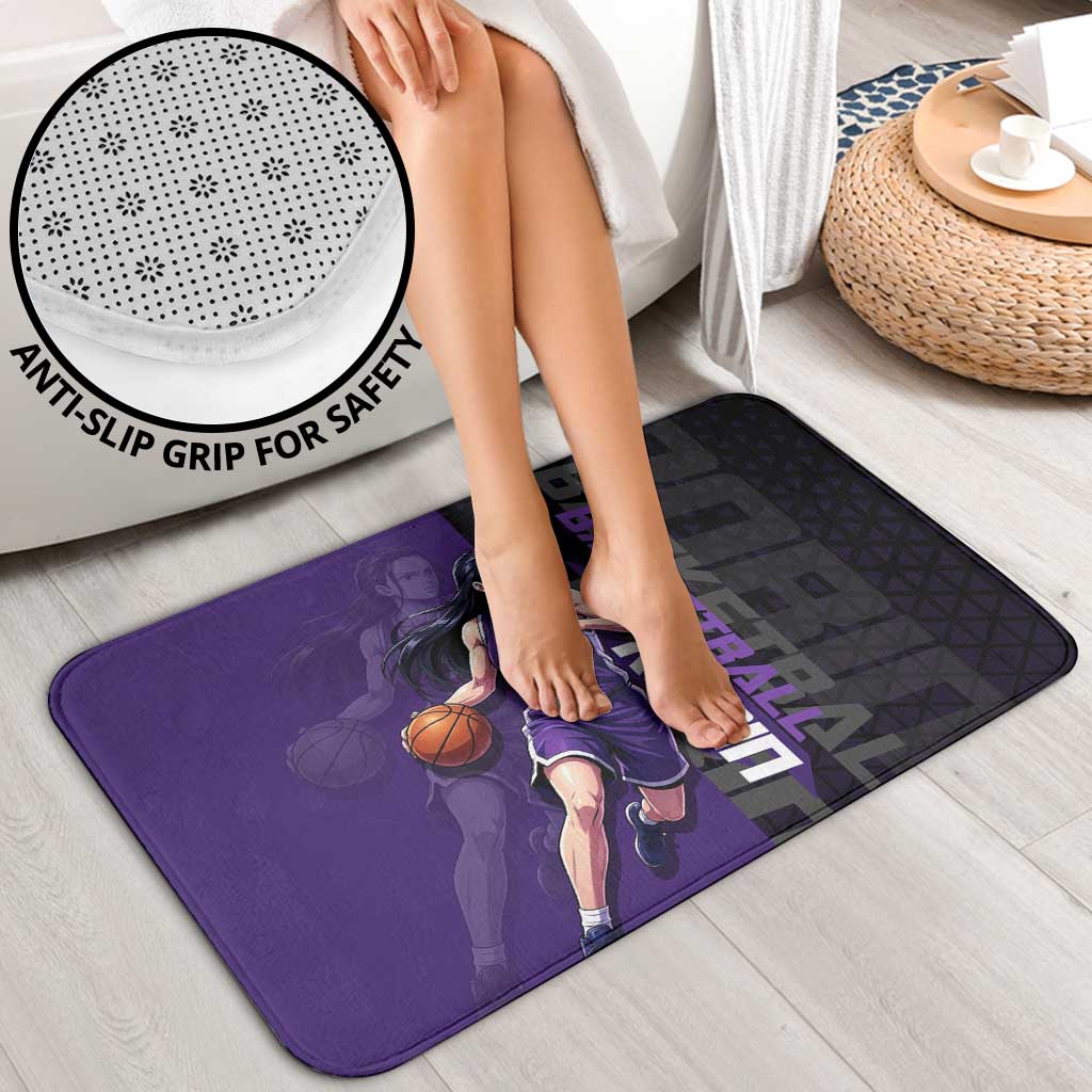 Nico Robin One Piece Basketball Theme Purple and Black Design Bathroom Set with Action Pose and Crew Emblem - The Mazicc