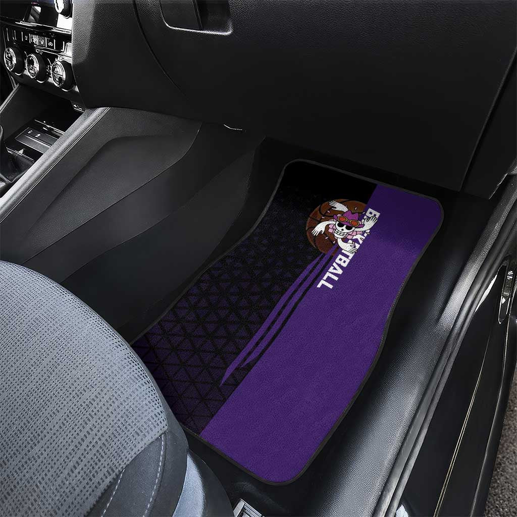 Nico Robin One Piece Basketball Theme Purple and Black Design Car Mats with Action Pose and Crew Emblem - The Mazicc