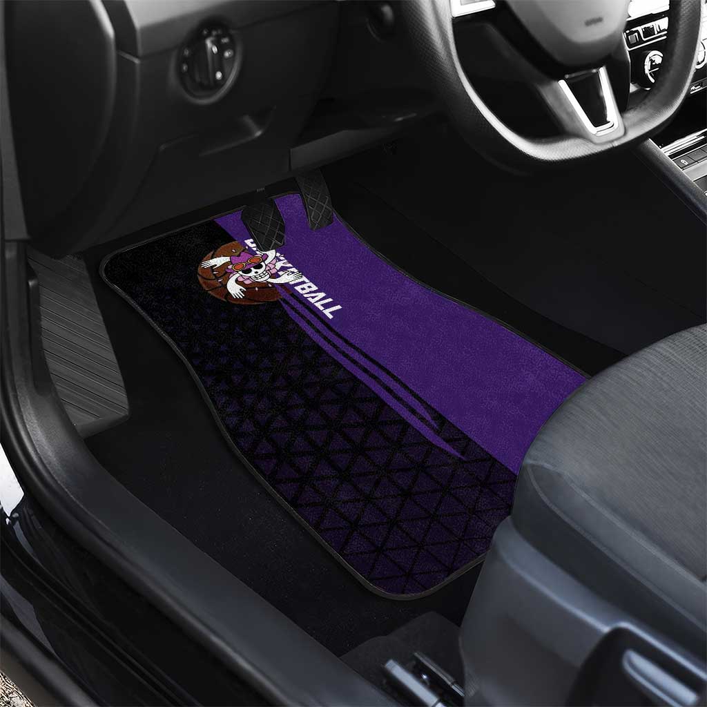 Nico Robin One Piece Basketball Theme Purple and Black Design Car Mats with Action Pose and Crew Emblem - The Mazicc