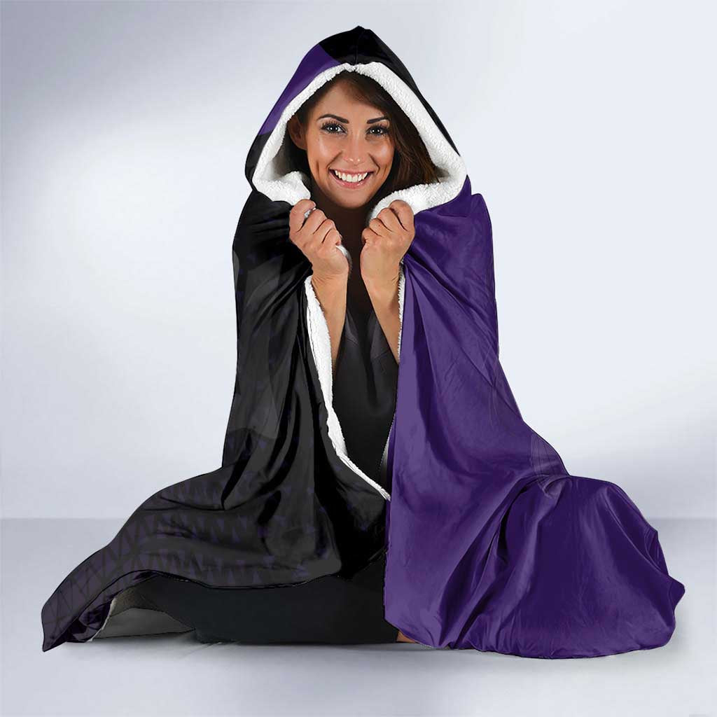Nico Robin One Piece Basketball Theme Purple and Black Design Hooded Blanket with Action Pose and Crew Emblem - The Mazicc