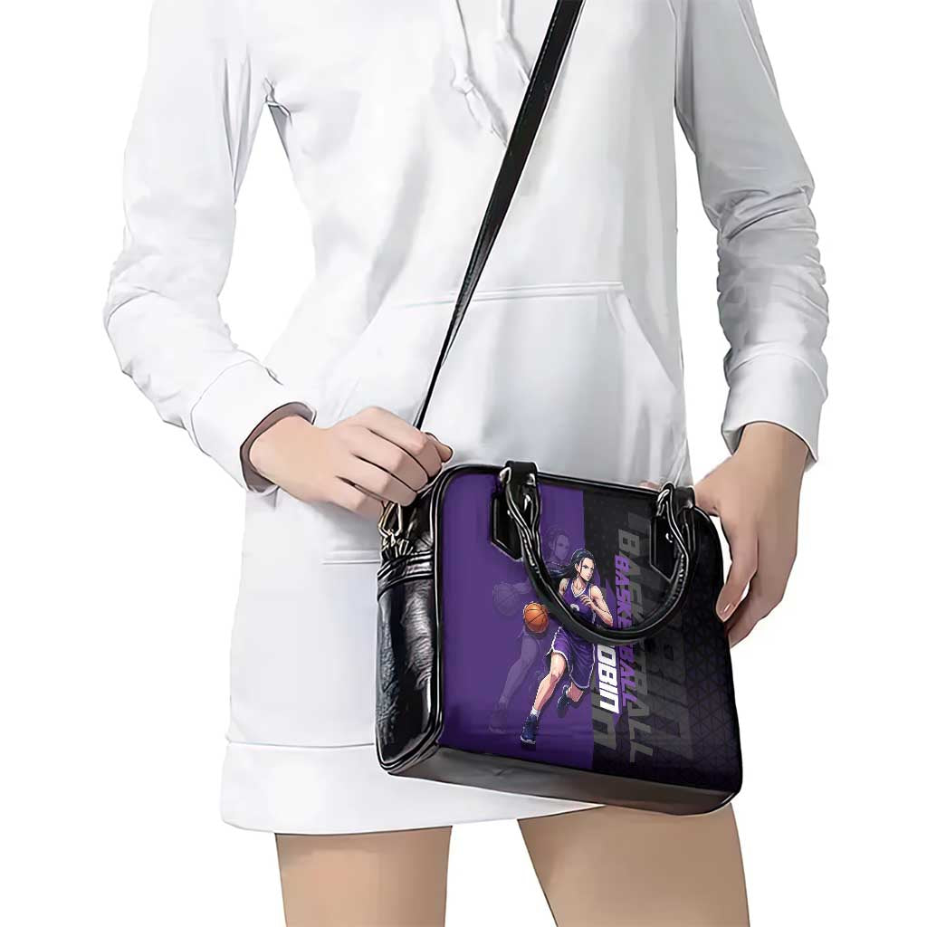 Nico Robin One Piece Basketball Theme Purple and Black Design Shoulder Handbag with Action Pose and Crew Emblem - The Mazicc