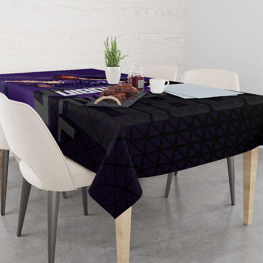 Nico Robin One Piece Basketball Theme Purple and Black Design Tablecloth with Action Pose and Crew Emblem - The Mazicc