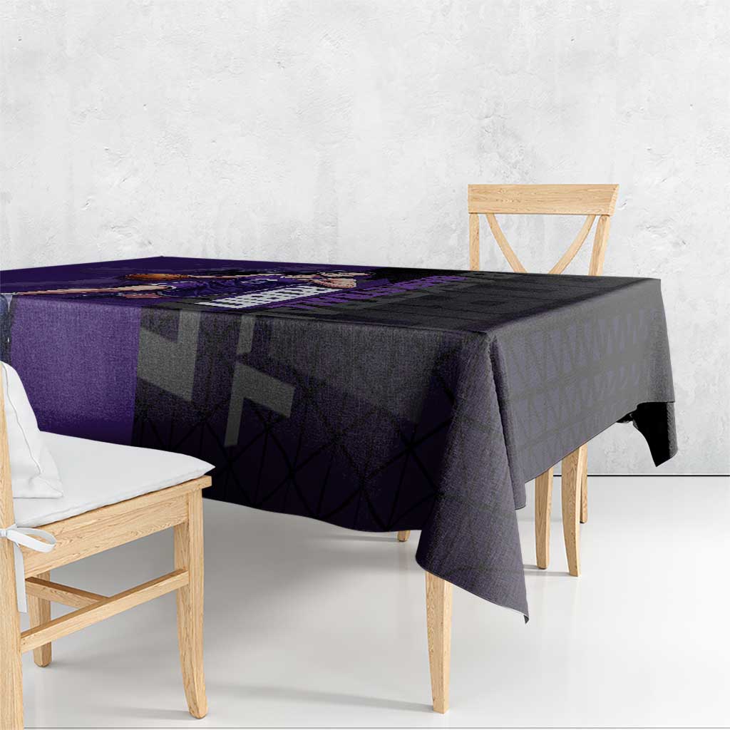 Nico Robin One Piece Basketball Theme Purple and Black Design Tablecloth with Action Pose and Crew Emblem - The Mazicc