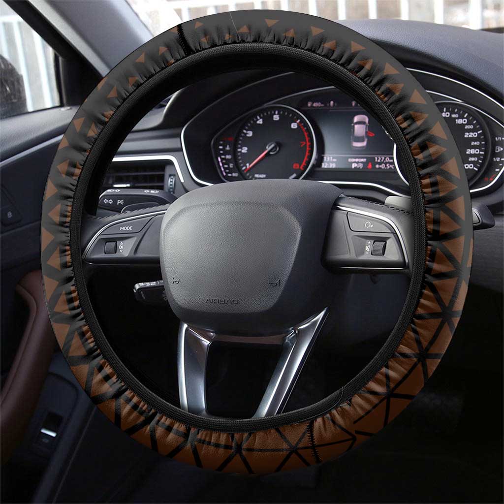 Jinbe One Piece Basketball Theme Orange and Black Design Steering Wheel Cover with Powerful Pose and Sun Pirates Emblem - The Mazicc