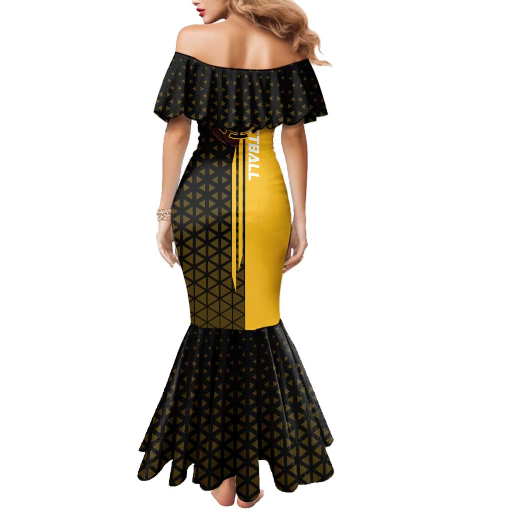 Trafalgar Law One Piece Basketball Theme Yellow and Black Design Family Matching Mermaid Dress and Hawaiian Shirt with Heart Pirates Emblem and Action Pose