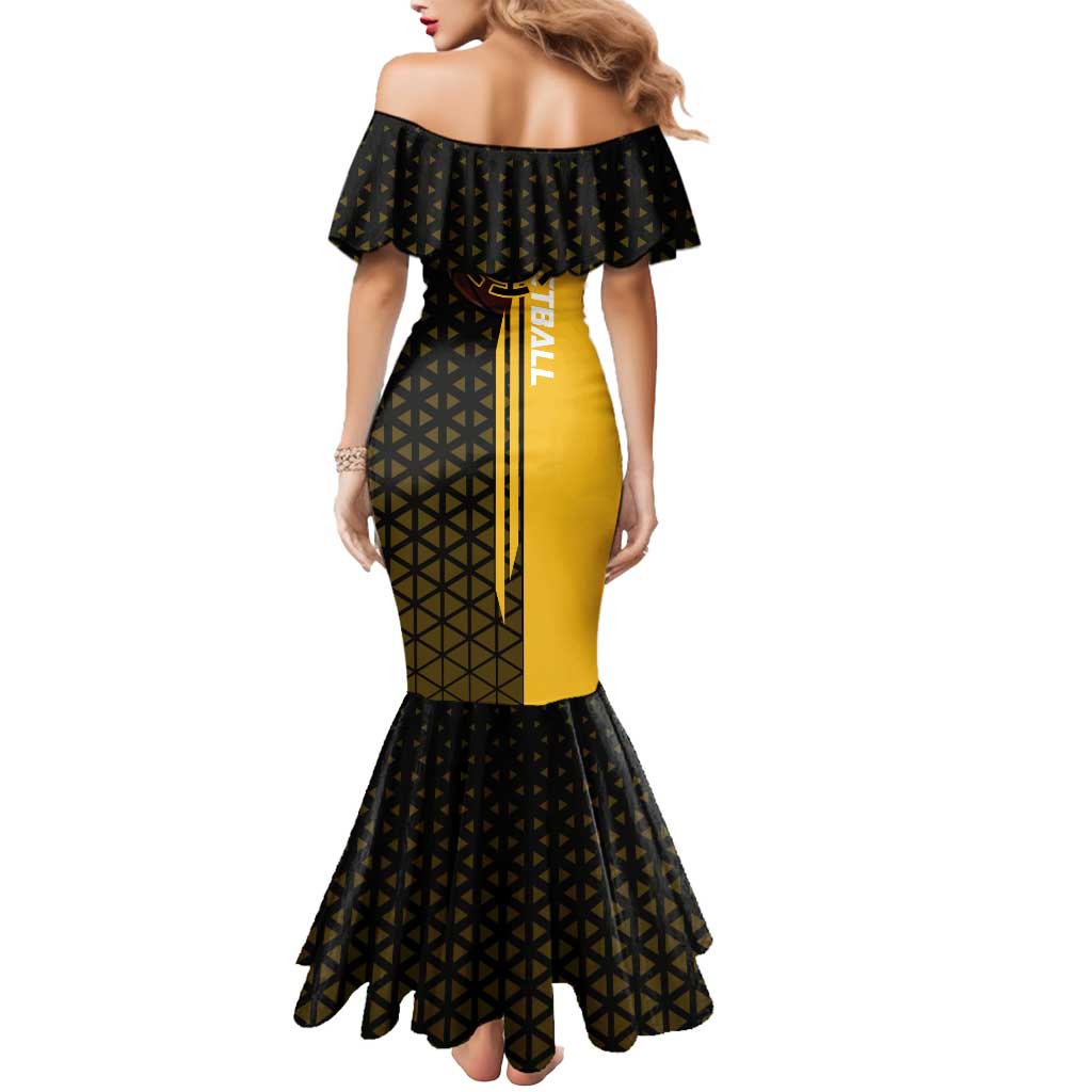 Trafalgar Law One Piece Basketball Theme Yellow and Black Design Mermaid Dress with Heart Pirates Emblem and Action Pose - The Mazicc