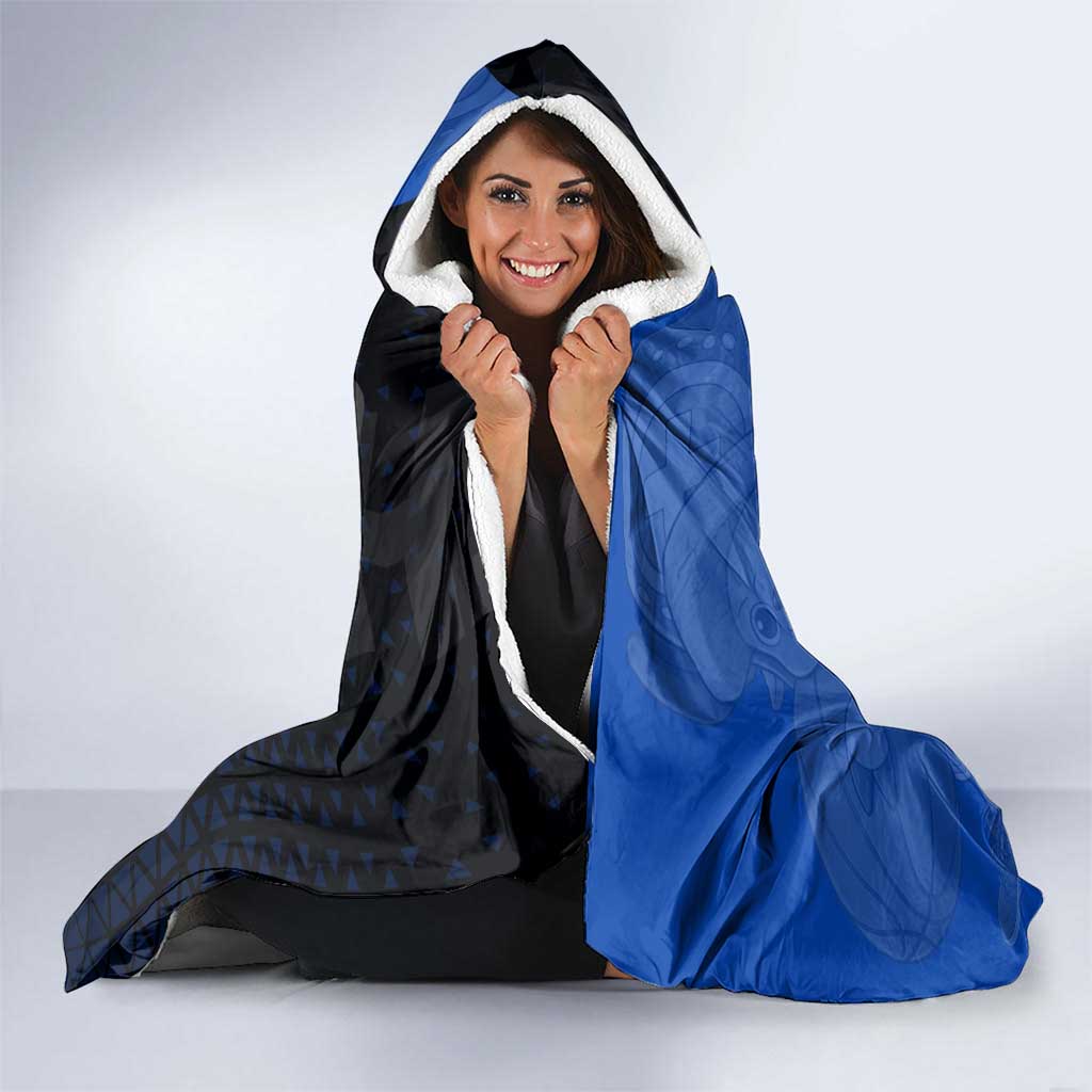Tony Tony Chopper One Piece Basketball Theme Blue and Black Design Hooded Blanket with Straw Hat Crew Emblem and Playful Pose - The Mazicc